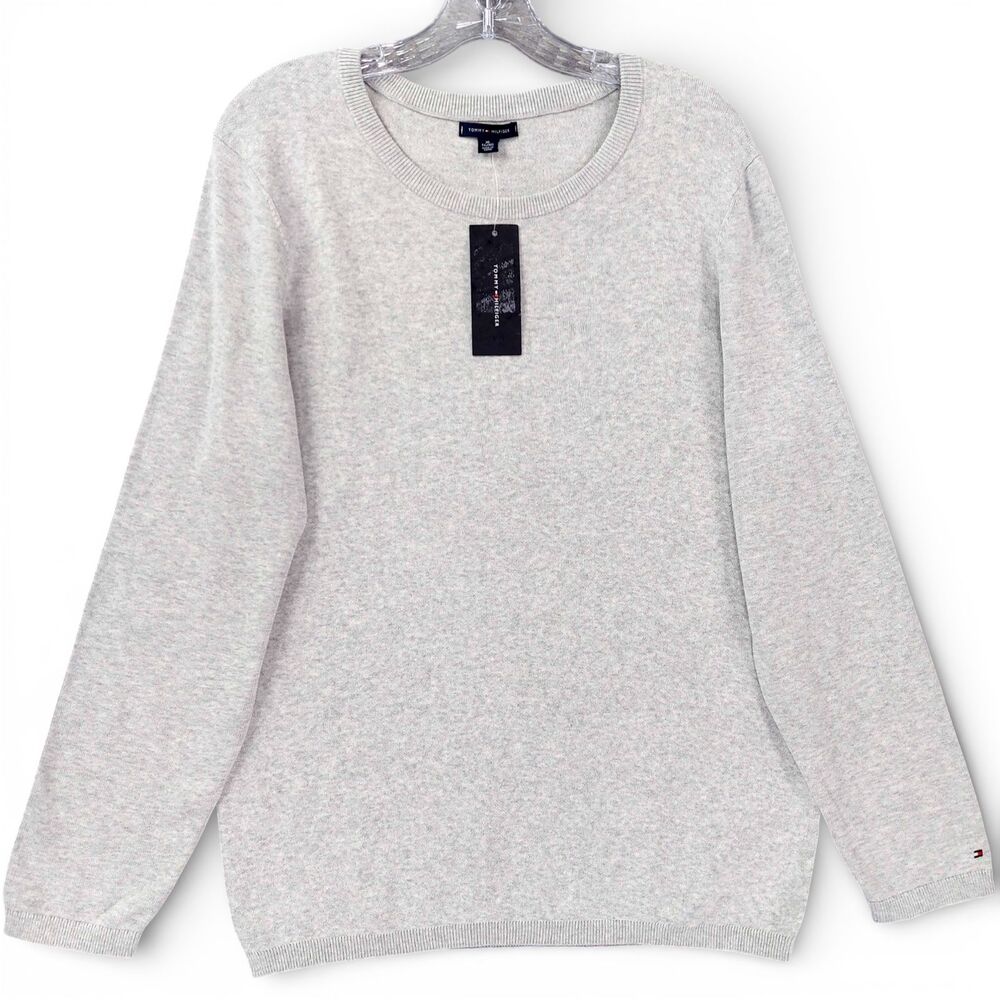 Tommy Hilfiger Sweater Womens XL Gray Heather Crewneck Knit Pullover NWT